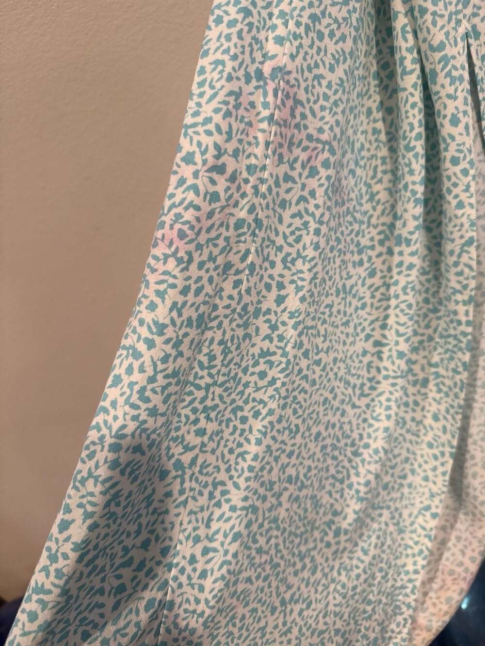 Pull & Bear Sz.S Halter Maxi Dress Floral AOP Turquoise/White - Picture 11 of 12